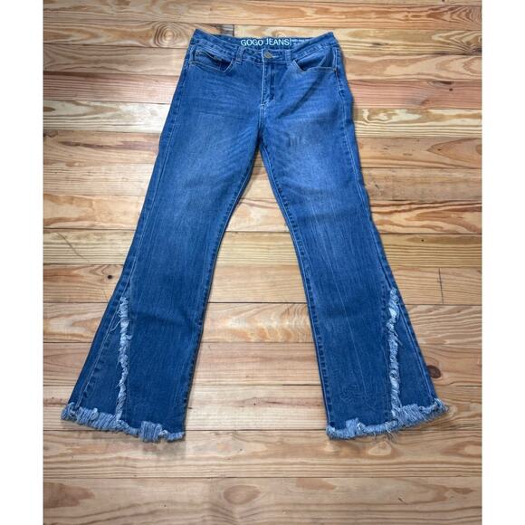 Gogo Jeans USA Juniors Size 9 High Rise Flared Leg Frayed Hem - Picture 1 of 12